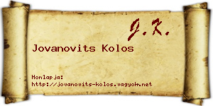 Jovanovits Kolos névjegykártya